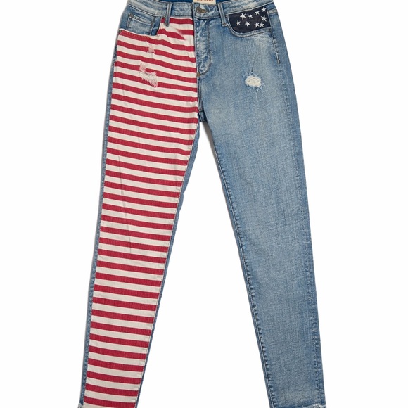Driftwood Giselle Patriotic Patchwork Skinny Jeans Size 27